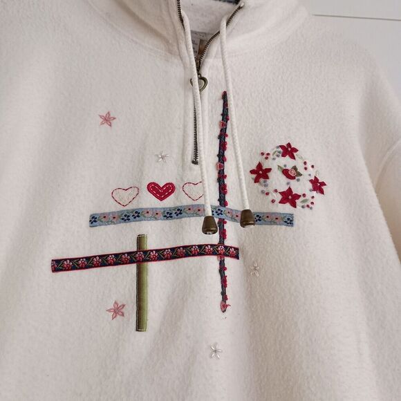 Vtg Koret Sweatshirt Hoodie Floral Hearts Grandma Embellished Embroidered XL - Picture 2 of 7